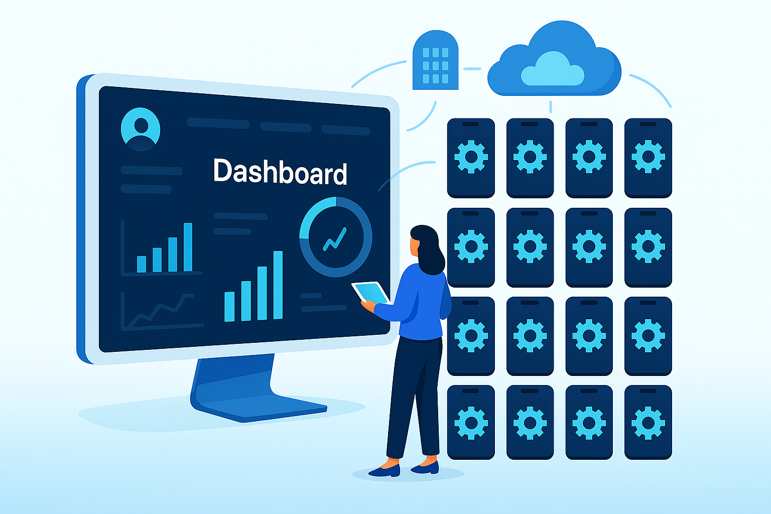Tablet showing step-by-step Android device setup